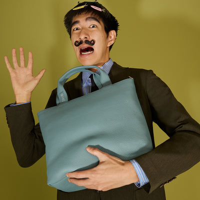 <LEZALI> Embossed Leather A4 Tote / Sky