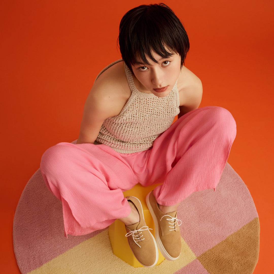 ＜トス＞ Bath バース レースアップレザースニーカー/ベージュ