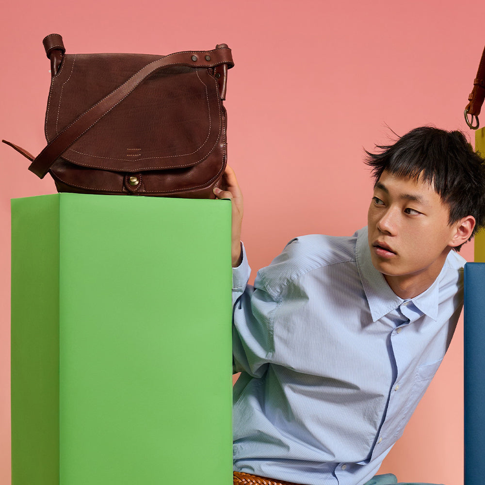 ＜PARLEY＞扁頭斜肩包/紅棕色