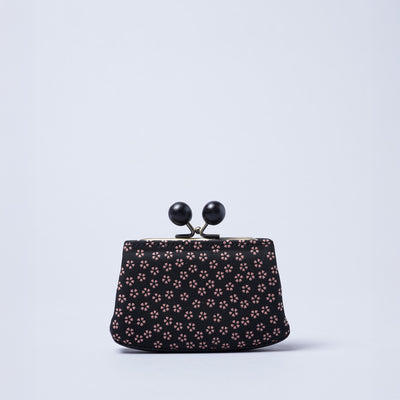 ＜キソラ＞古都印伝 がま口 ミニウォレット/瓢箪BLK (ブラック)