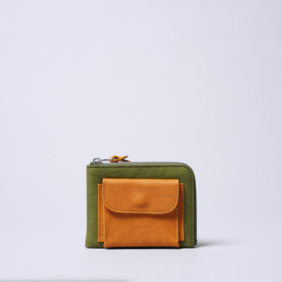 ＜numeri＞SOTTILE 迷你錢包 雙色拼色/綠色×黃色
