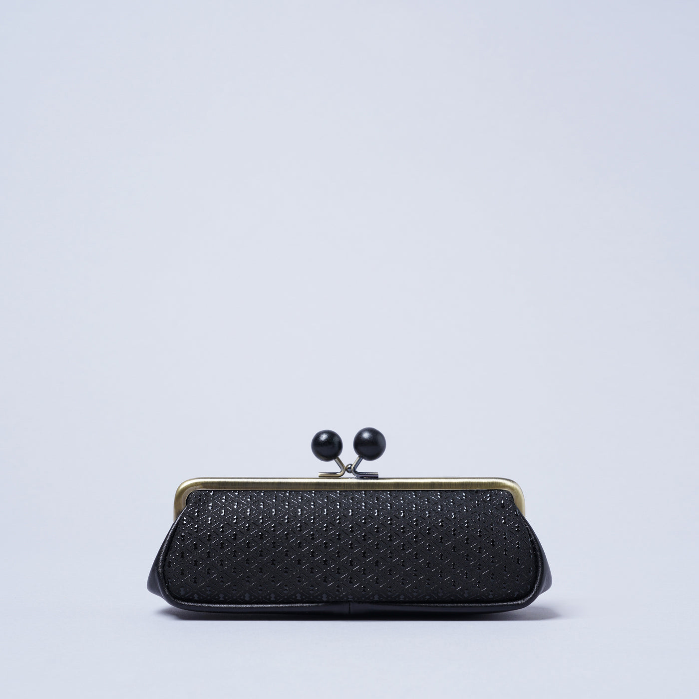 ＜キソラ＞古都印伝 がま口 眼鏡ケース/亀甲BEG (ベージュ)