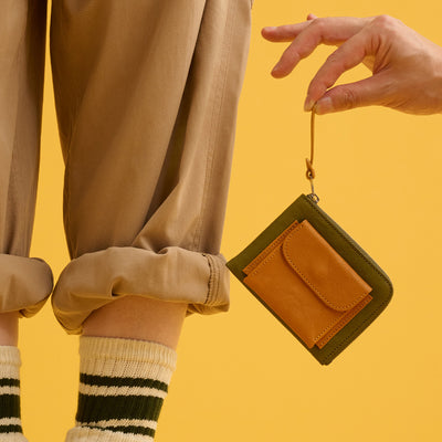 ＜numeri＞SOTTILE 迷你錢包 雙色拼色/綠色×黃色