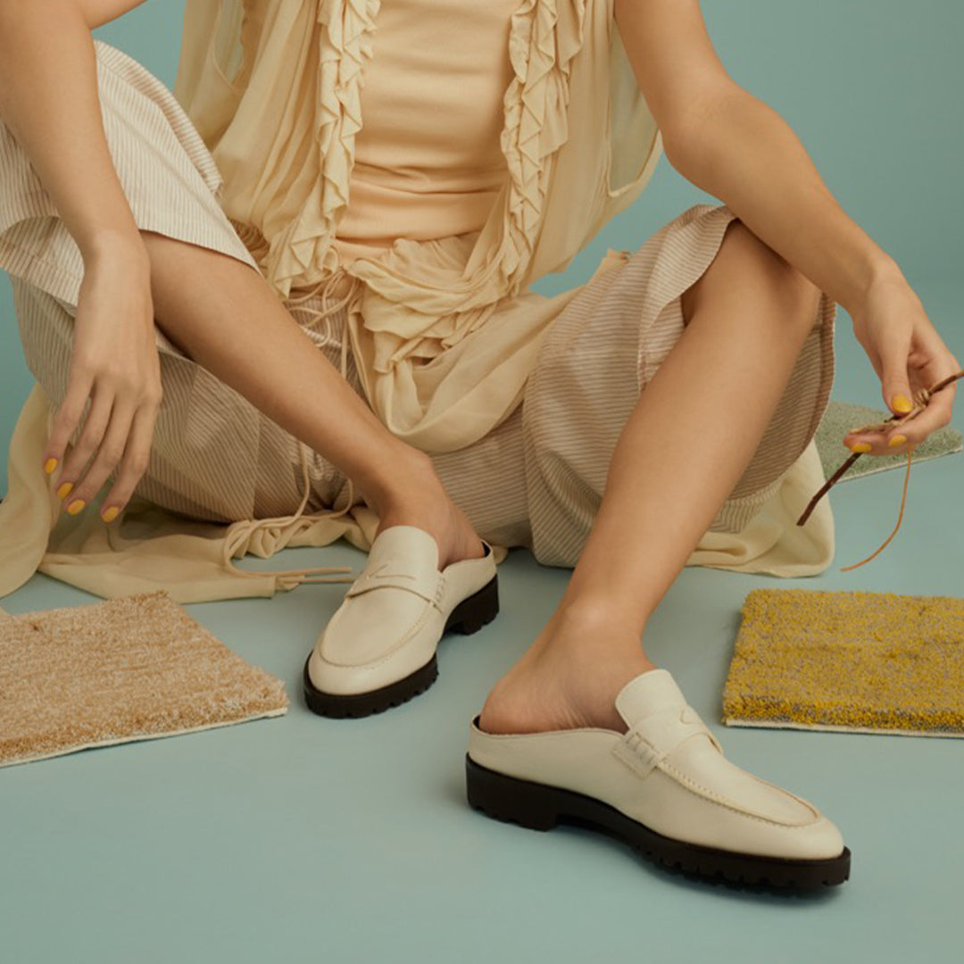 ＜リベラート＞畳ローファ―スリッパ/ホワイト