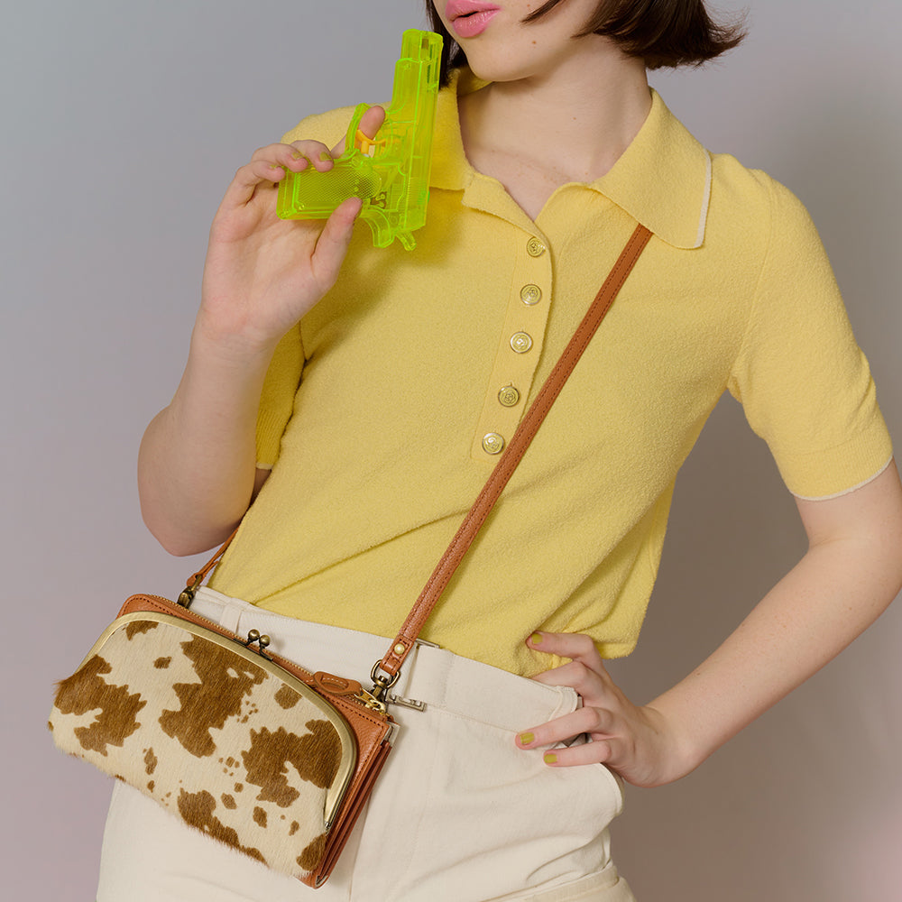 ＜artigiano＞口金式斜背錢包/乳牛色×駱駝色