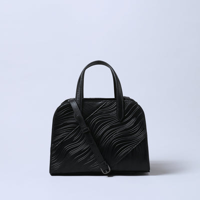 ＜ESTINE＞Noirism系列 兩用型皮革手提包/黑色