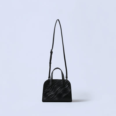 ＜ESTINE＞Noirism系列 兩用型皮革手提包/黑色