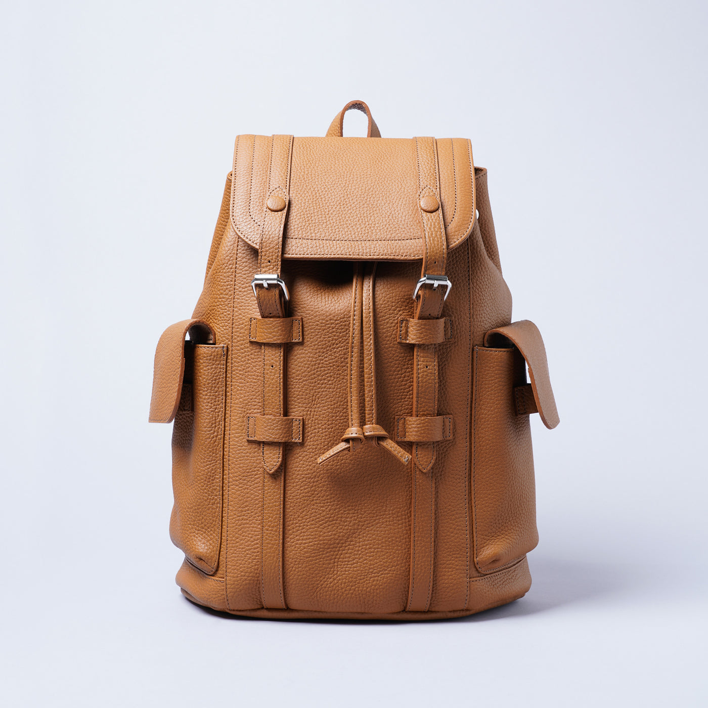 <LEZALI>  Embossed Leather Drawstring Day Backpack / Taupe