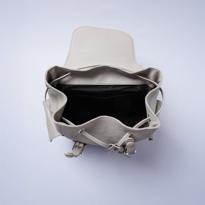 <LEZALI>  Embossed Leather Drawstring Day Backpack / Taupe