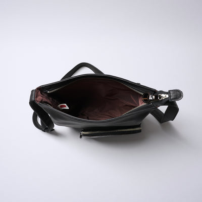 <REAL MIND BL> Thin Gusset Shoulder Bag / Black