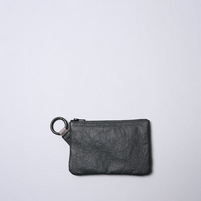 <SENTI FLATTER THE SENSES> Super Lightweight Dyneema Leather Ring Pouch M / Black