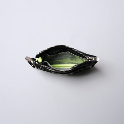 <SENTI FLATTER THE SENSES> Super Lightweight Dyneema Leather Double Zip Pouch / Black