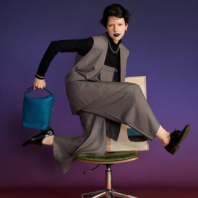 <ETiAM> Shrink Hand & Bangle Bag <Follow> / Turquoise Blue