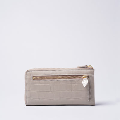 <Nomura Seisakusho> L Zipper Long Wallet (Crocodile Embossed) / Salmon Pink