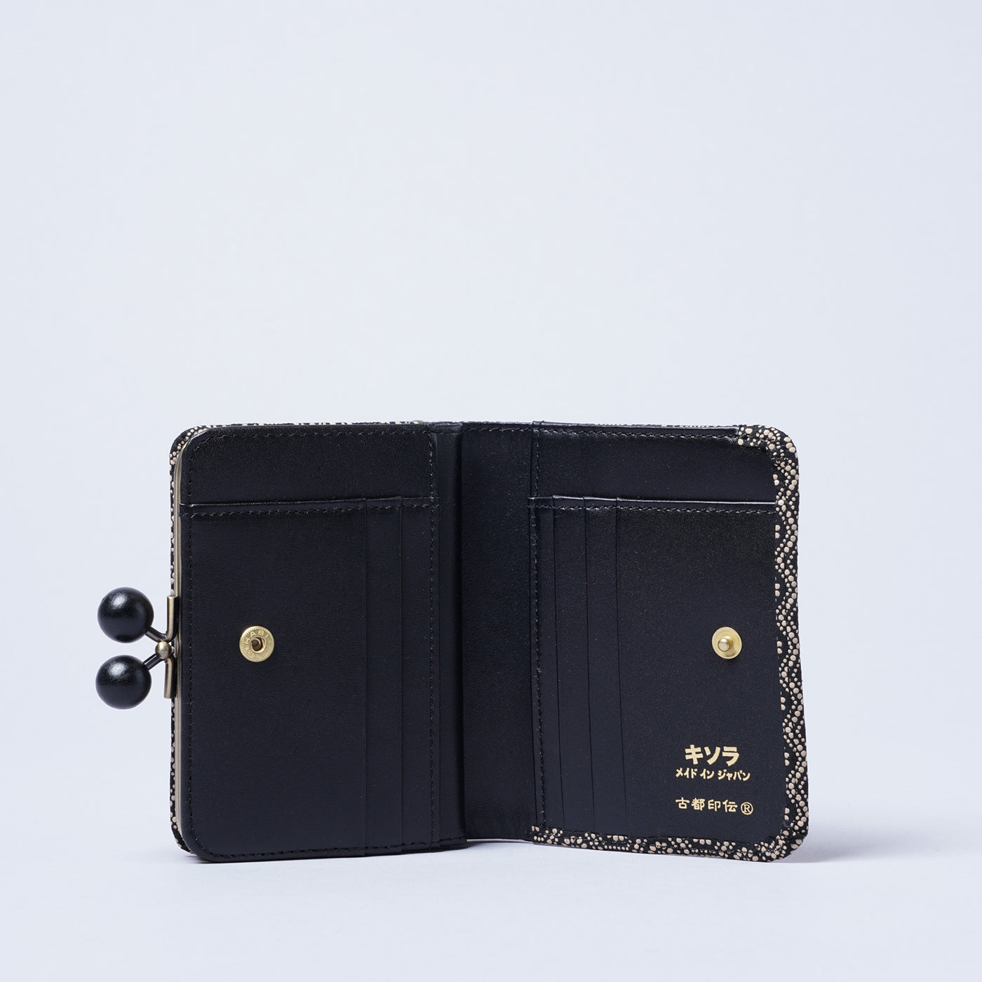 <kissora> Kotoinden Kiss Lock Half Wallet / Hyotan BLK