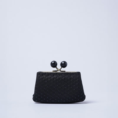 ＜キソラ＞古都印伝 がま口 ミニウォレット/瓢箪BLK (ブラック)