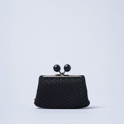 ＜キソラ＞古都印伝 がま口 ミニウォレット/瓢箪BLK (ブラック)