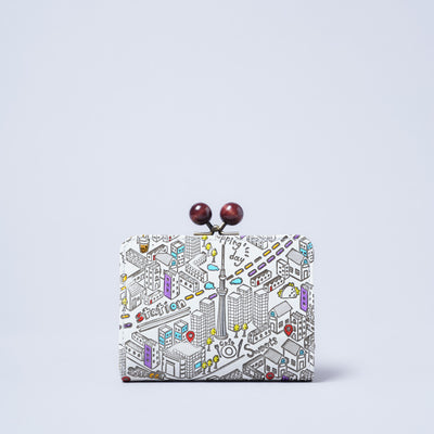 <kissora> Yuzen Bunko Kiss Lock Half Wallet / TOKYO (White)