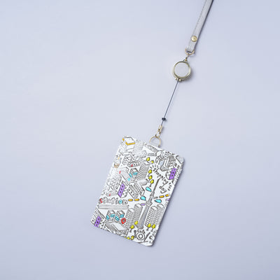 ＜キソラ＞友禅文庫 リール付き パスケース/TOKYO (ホワイト)