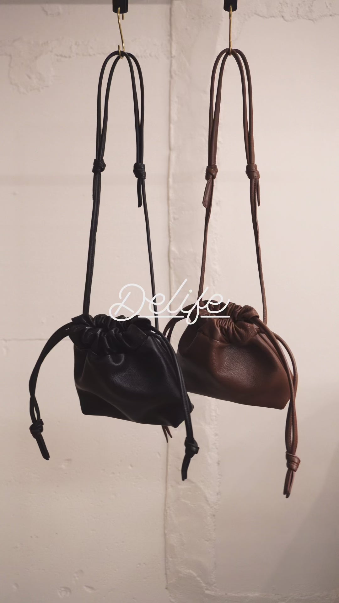 ＜デライフ＞Drawstring bag/ブラウン