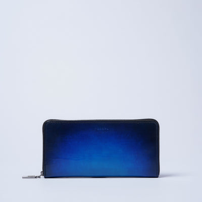 ＜yuhaku＞拉鍊長夾/藍色