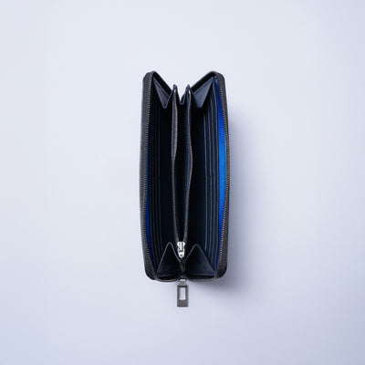 ＜yuhaku＞拉鍊長夾/藍色