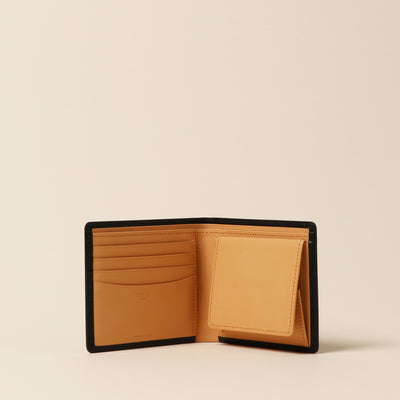 <CYPRIS> White Shirasagi leather billfold with box coin purse/black