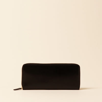 <CYRPRIS> Shirasagi leather round zipper honey cell ®long wallet/black