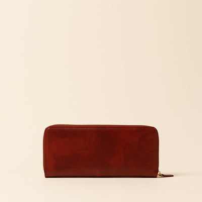 <Kipris> Silasagi leather round zipper honey cell ®long wallet, dark brown