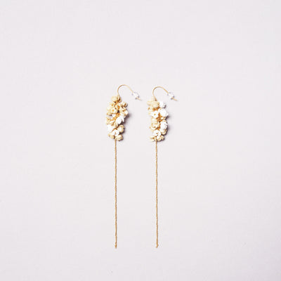 <Serue>Kasumi Pierced Earrings / White &amp; Beige