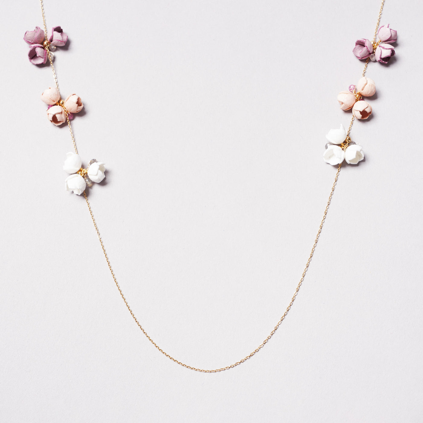 <Selieu> MIZUKI necklace / white, cherry &amp; smoky pink