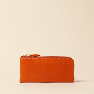 <Kiichi> Long wallet (L-shaped zipper) / Orange