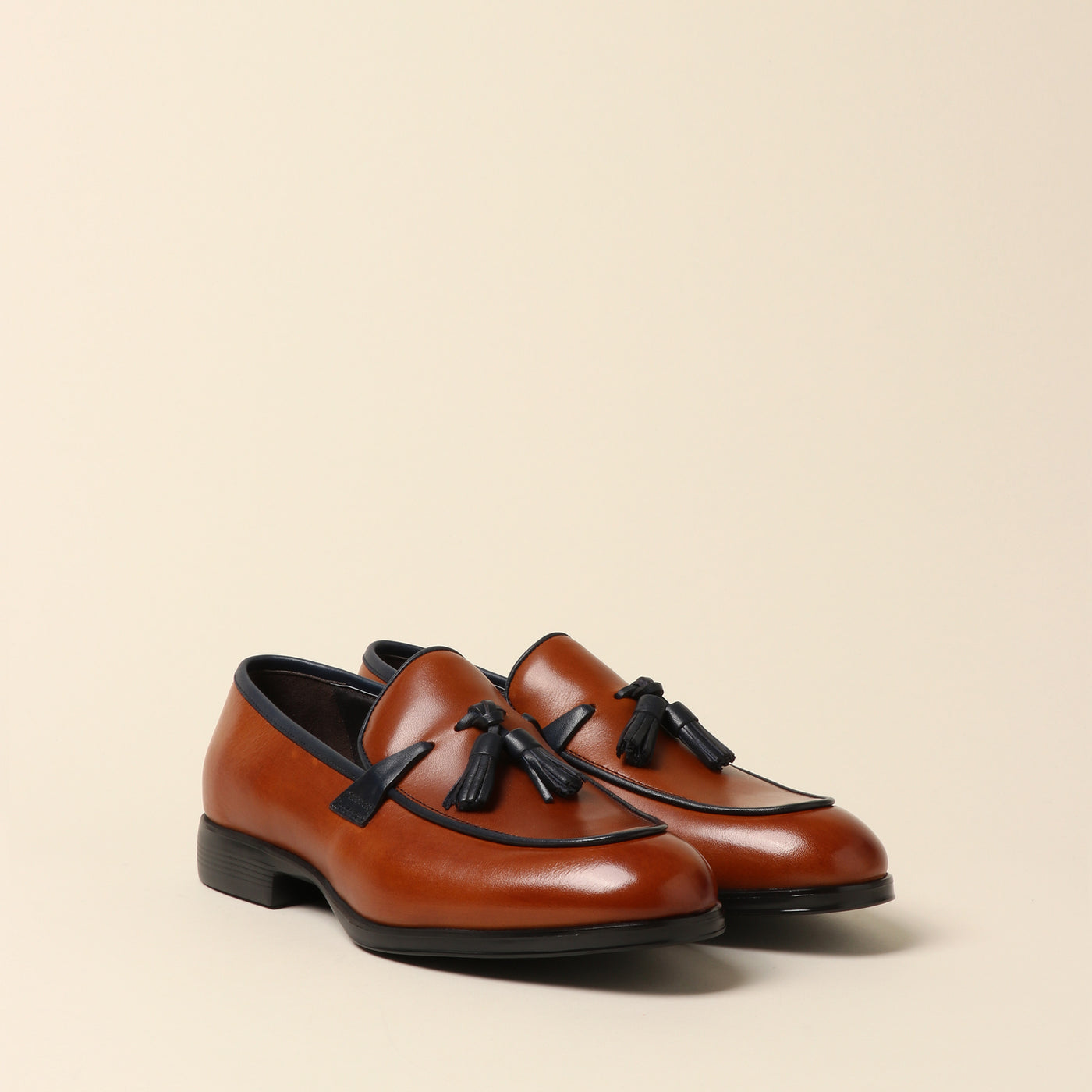 <Madras> Tassel Slip-On / Light Brown Navy