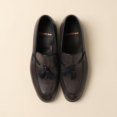 <Madras> Tassel Slip-On / Light Brown Navy