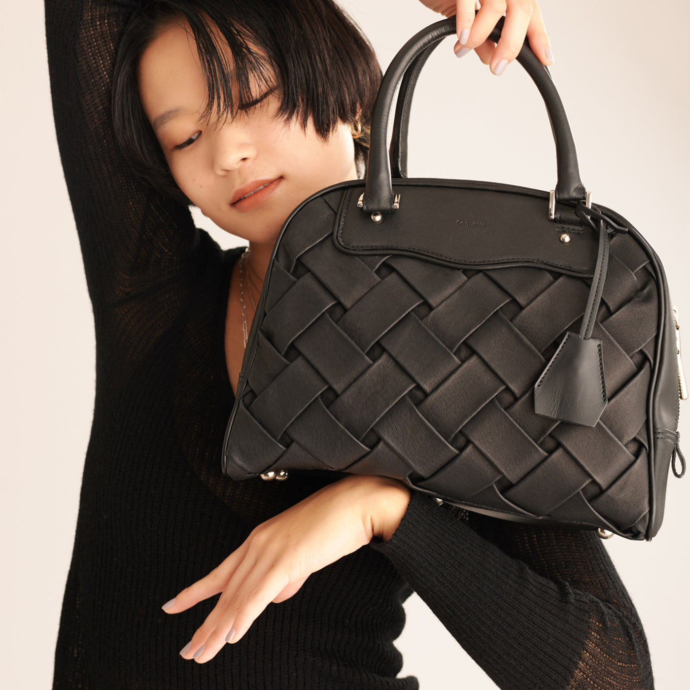 ＜Coquette＞ Jeanne Mesh Boston Bag S號/黑色