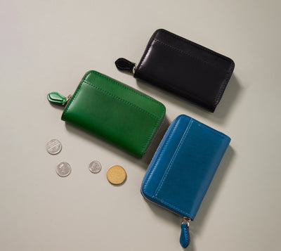 < FLATHORITY > Water-dyed oil cordovan round coin purse / green